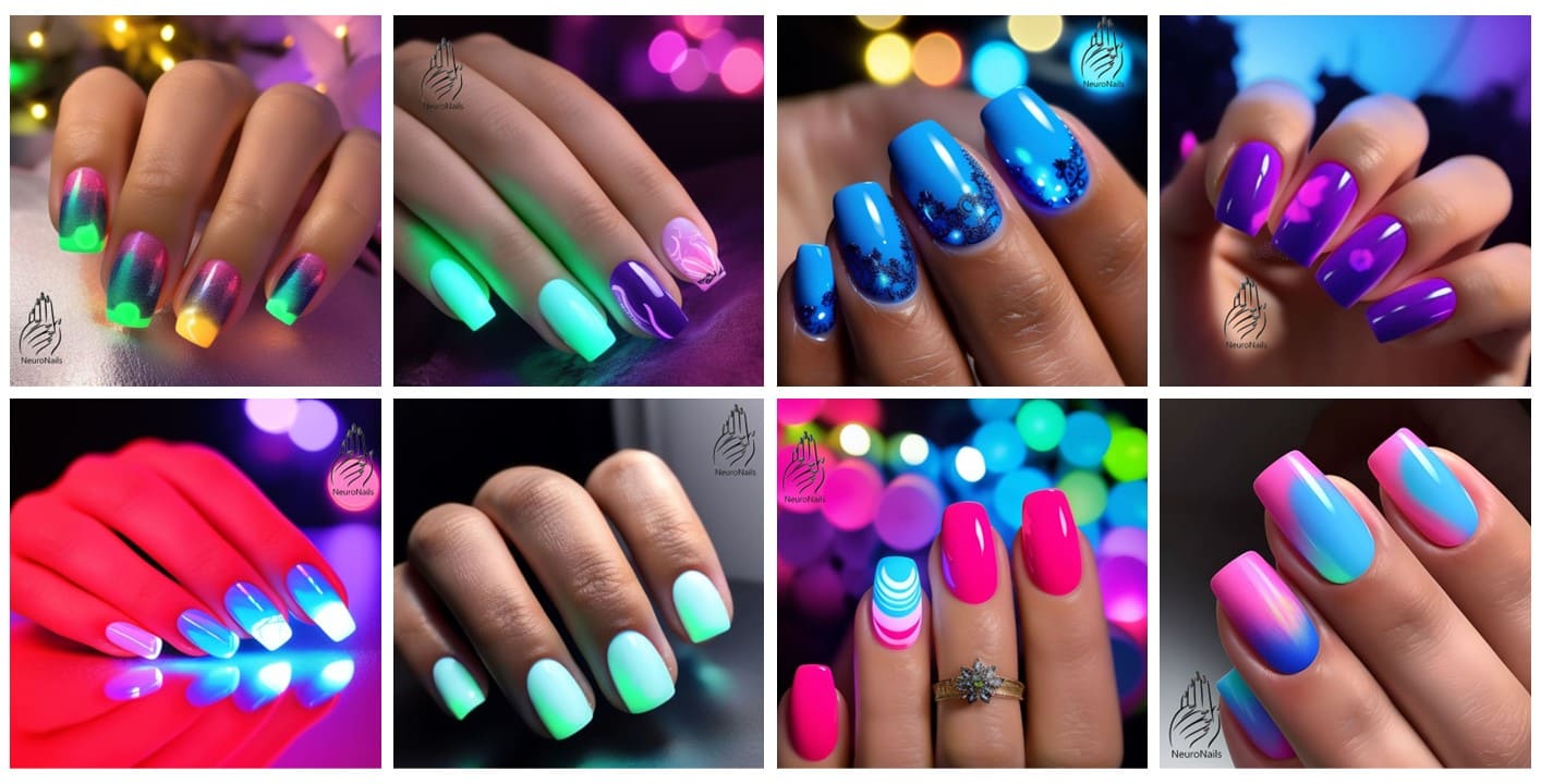 Neon manicure generated by NeuroNails