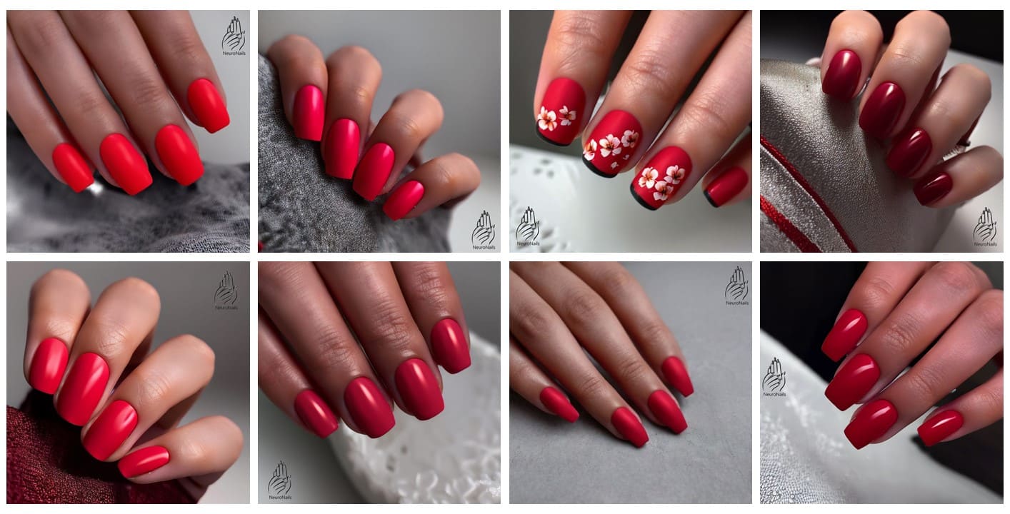 Red Matte Nails Designs Photo