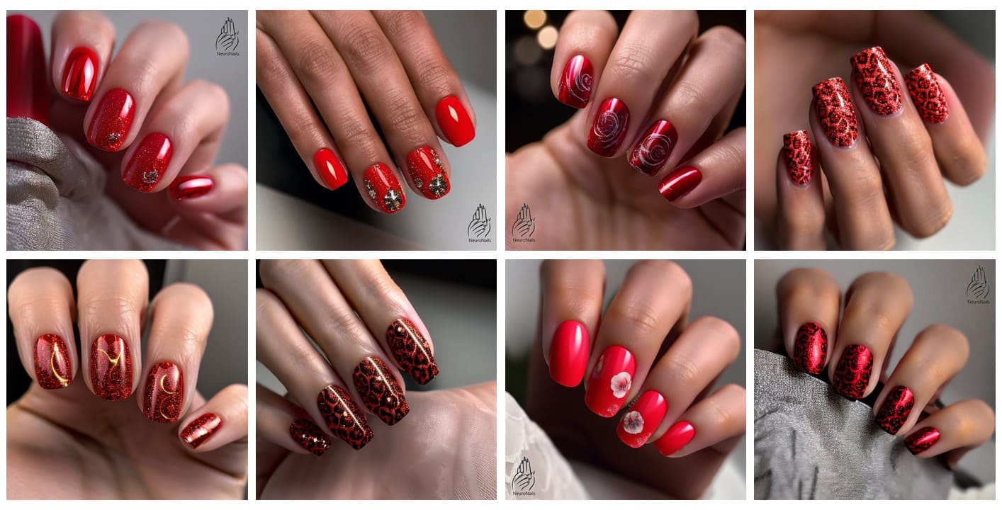Red Nails with Patterns Photo