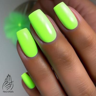 Неоновый дизайн ногтей - зеленый фон