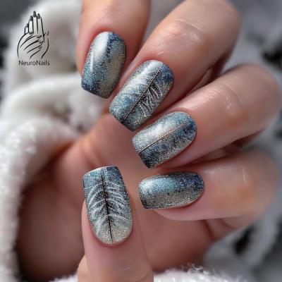 Landscape with winter forest on nails