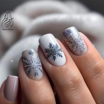 Snowflakes on white nails