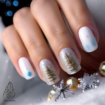 Christmas tree pattern on nails
