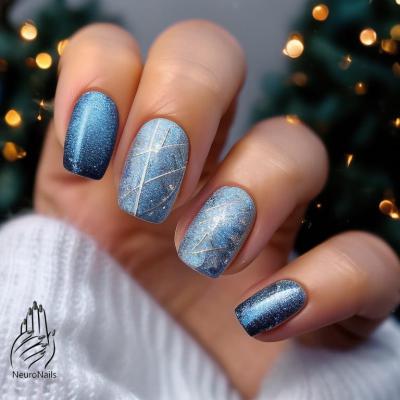 Winter design with ice effect on nails