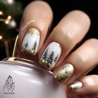 Christmas trees and gilding on nails