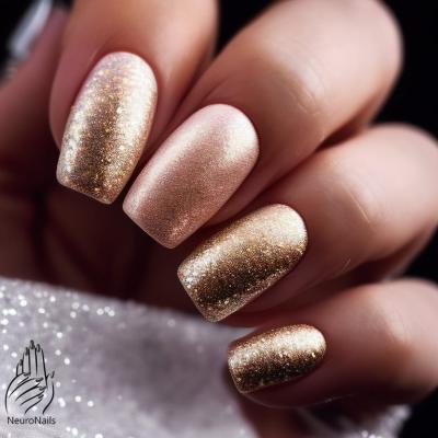 Winter nail design with glitter gold