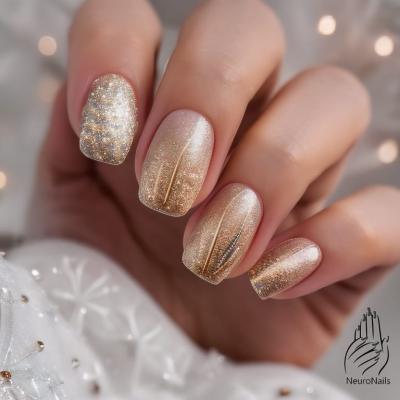 Winter nail design with gilding and patterns