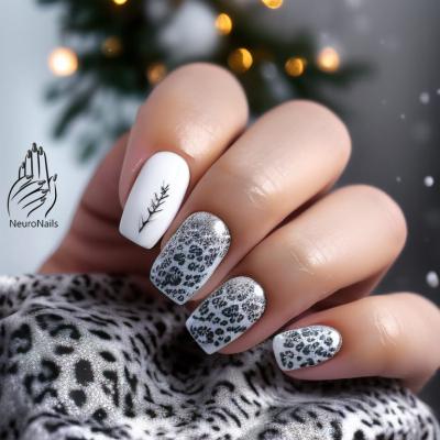 Leopard print on nails and a New Year's atmosphere