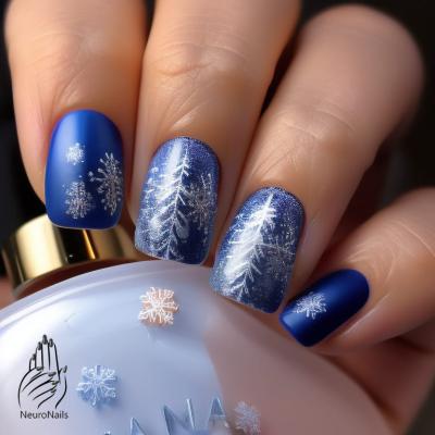 Сказочный зимний пейзаж на ногтях