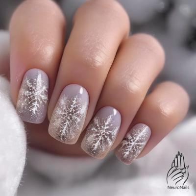 Красивые снежинки на матовых ногтях