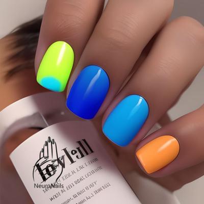 Bright multicolored neon manicure