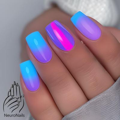Neon manicure: gradient and patterns