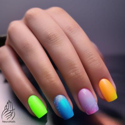 Neon manicure with different colors