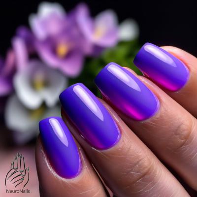 Neon manicure in dark purple shades