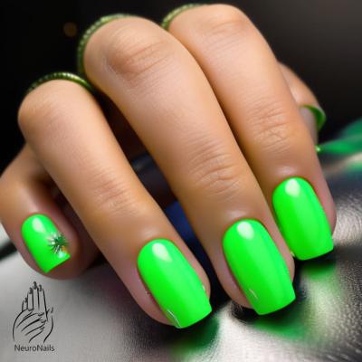 Neon manicure in green shades
