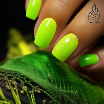 Yellow-green neon manicure
