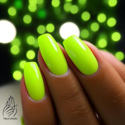 Light green neon manicure
