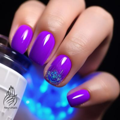 Purple neon manicure with pattern