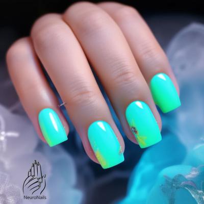 Turquoise shades of neon manicure