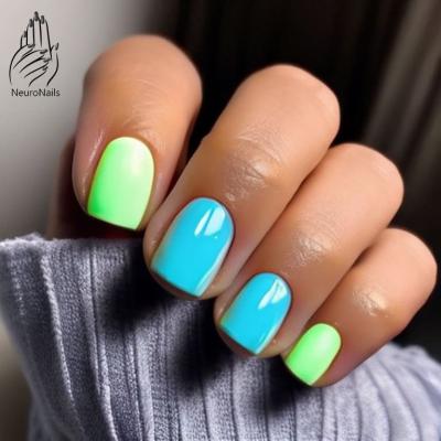 Green and blue neon nails