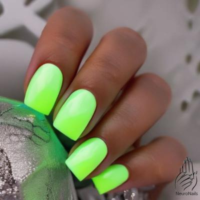 Green neon nail design by NeuroNails