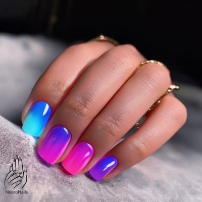 Bright gradient neon nail design by NeuroNails