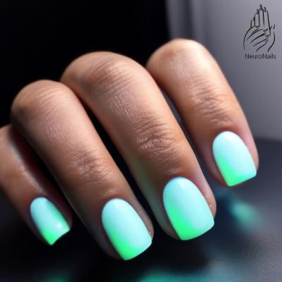 Neon blue toned nail design