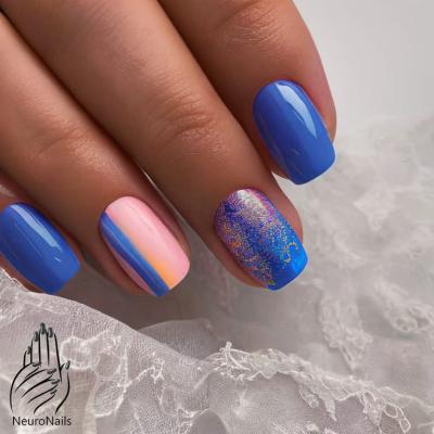 Синие и розовые ногти