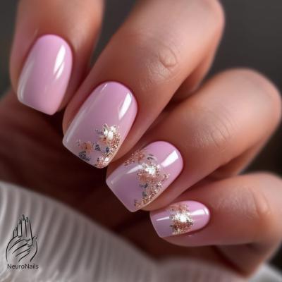 Нежно розовый летний дизайн ногтей с узорами