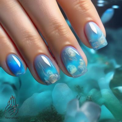 Красивый аквариумный дизайн ногтей