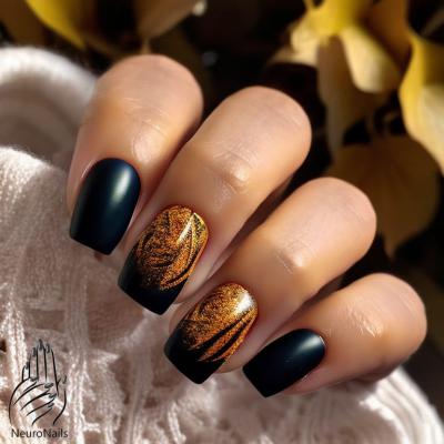 Осенний градиент на ногтях