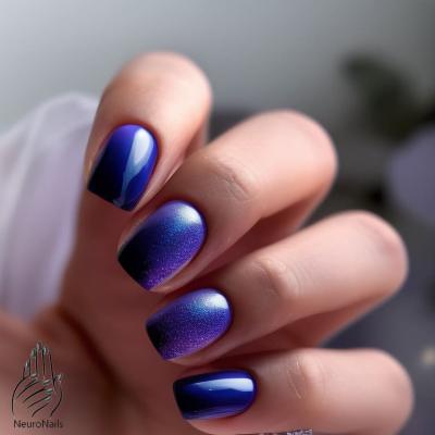 Синий градиентный дизайн ногтей