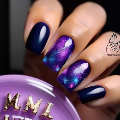 Космический дизайн ногтей с яркими звездами