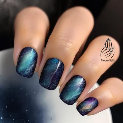 Маникюр с галактическими ногтями