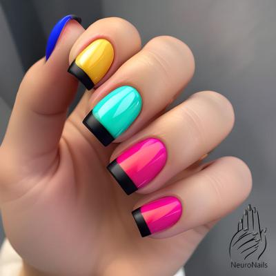 Разноцветный матовый дизайн ногтей от NeuroNails