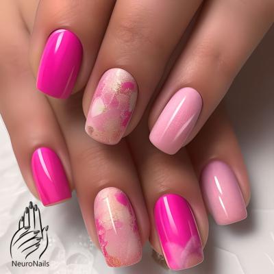 Розовый мрамор на ногтях от NeuroNails