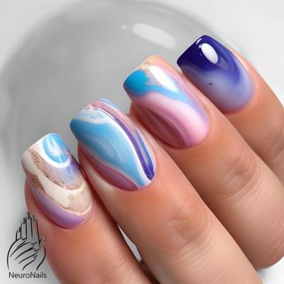 Разноцветный мраморный дизайн ногтей от NeuroNails